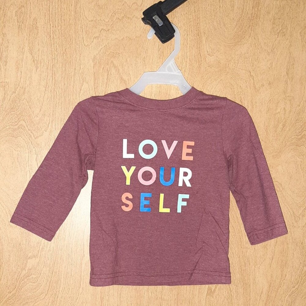 CAT & JACK, LONG SLEEVE T-SHIRT “LOVE YOURSELF”, SIZE 12M